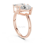 Toi et Moi Engagement Diamond Ring | Pear & Emerald Silver & Gold