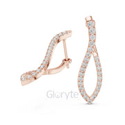Twist Hoop Diamond Earrings with Modern Wave
