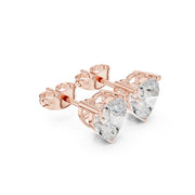 Heart Diamond Stud Earrings
