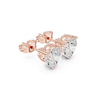 Heart Diamond Stud Earrings