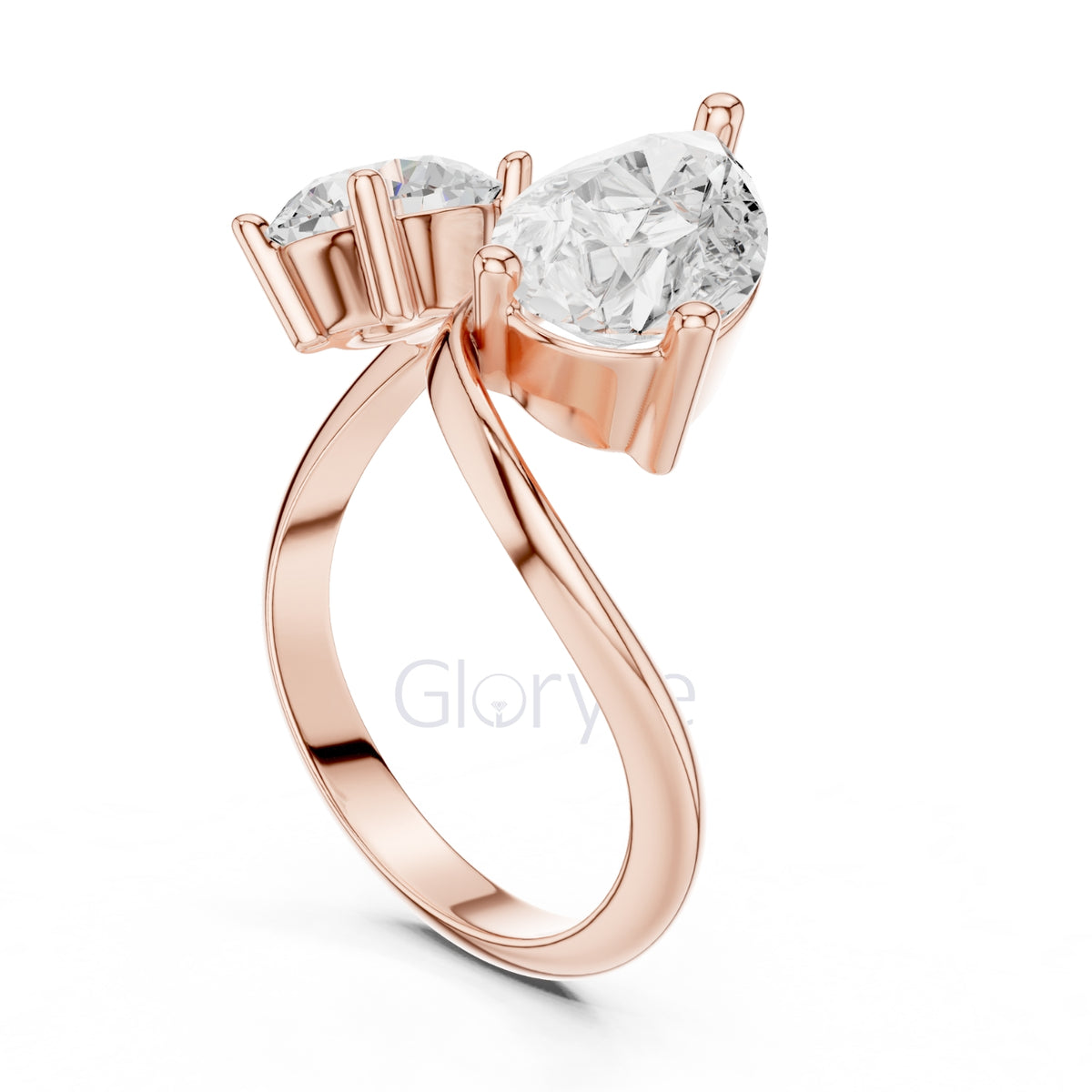 Two-Stone Round & Pear Diamond Ring