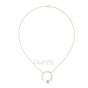 Open Circle Diamond Necklace with Emerald & Round Cut Accents