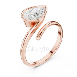 Pear Diamond Bypass Pinky Engagement Ring