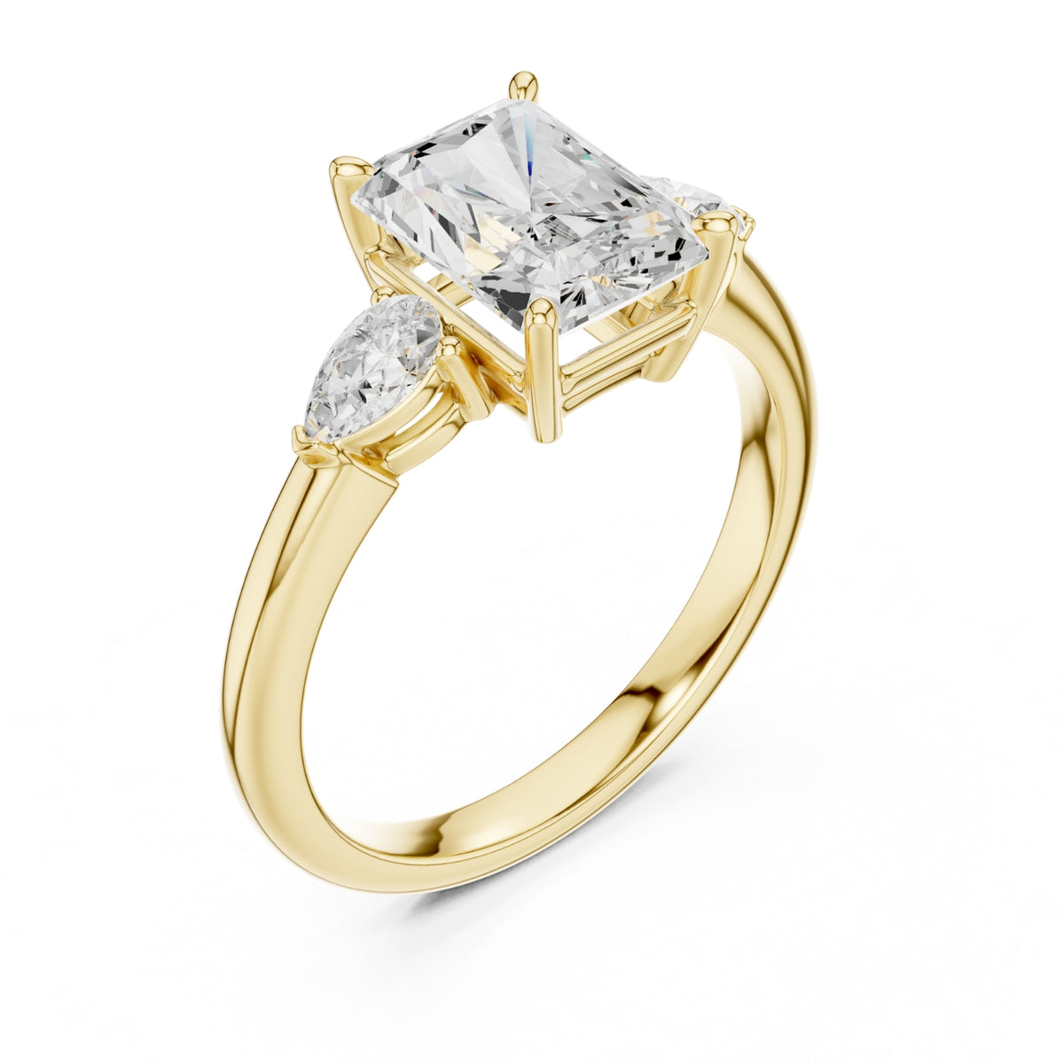 Three-Stone Engagement Ring with Pear Side Diamonds