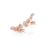 Emerald-Cut Diamond Cluster Earrings