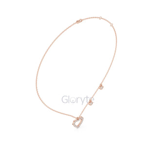 Diamond Heart Pendant Necklace with Dangling Accents