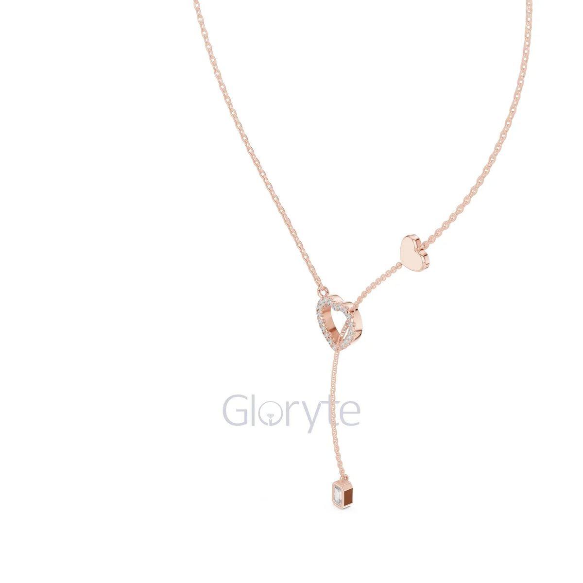 Diamond Heart Drop Pendant Necklace with Accent Chain – Includes Chain