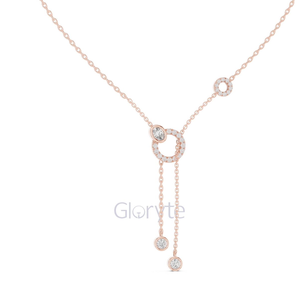 Interlocking Circle Drop Diamond Necklace
