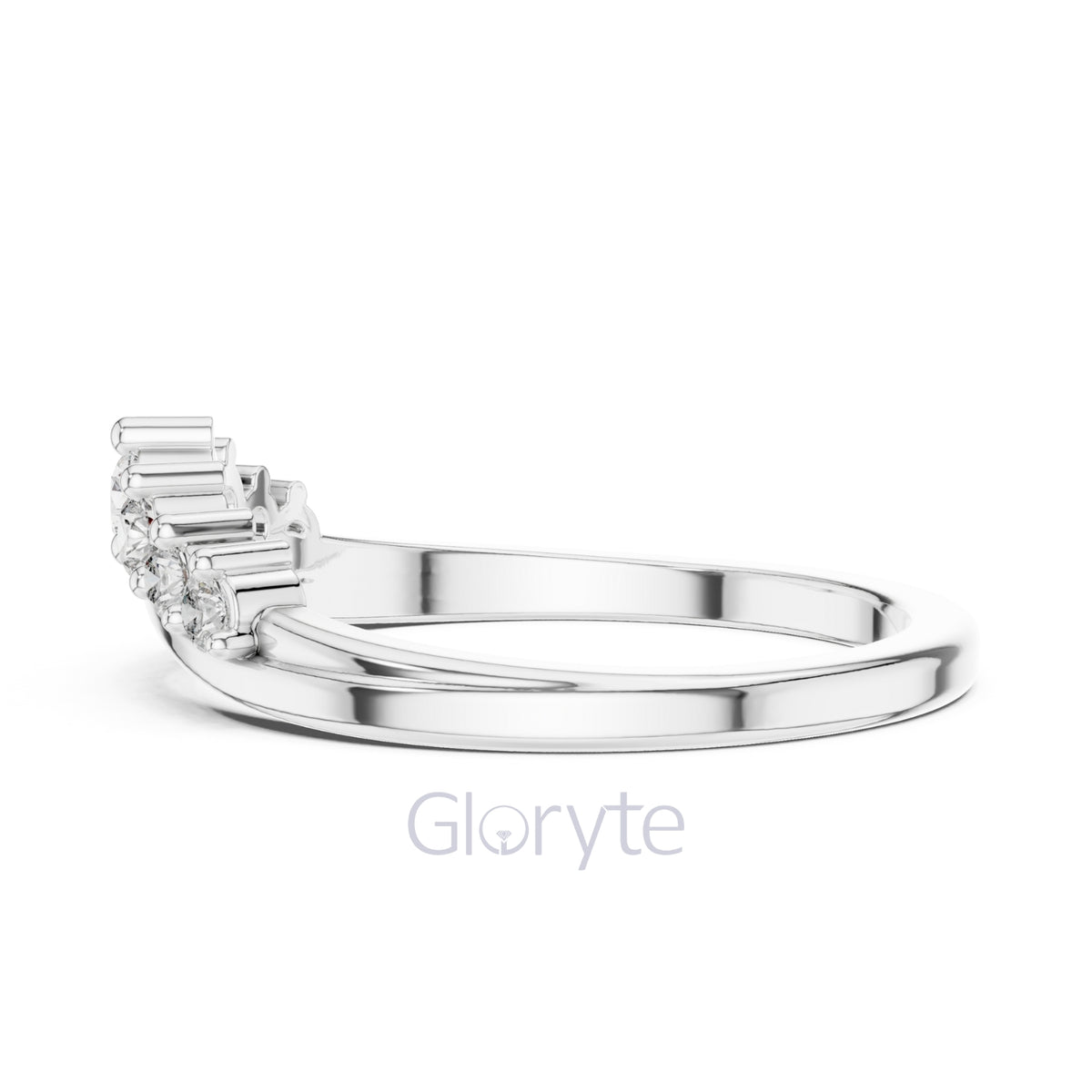 Round Cut Diamond Chevron Crown Band