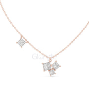 Princess Cluster Diamond Pendant Necklace
