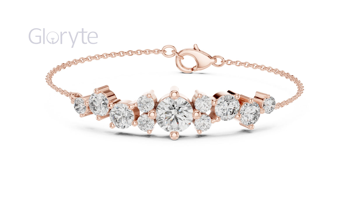 Cluster Round Cut Diamond Bracelet