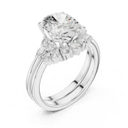 Diamond Bridal Set Ring with Marquise & Round Accent Diamonds