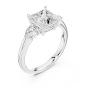 Three-Stone Engagement Ring with Pear Side Diamonds
