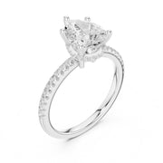Diamond Engagement Ring with Hidden Halo & Pave Band