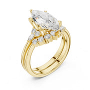 Diamond Bridal Set Ring with Marquise & Round Accent Diamonds