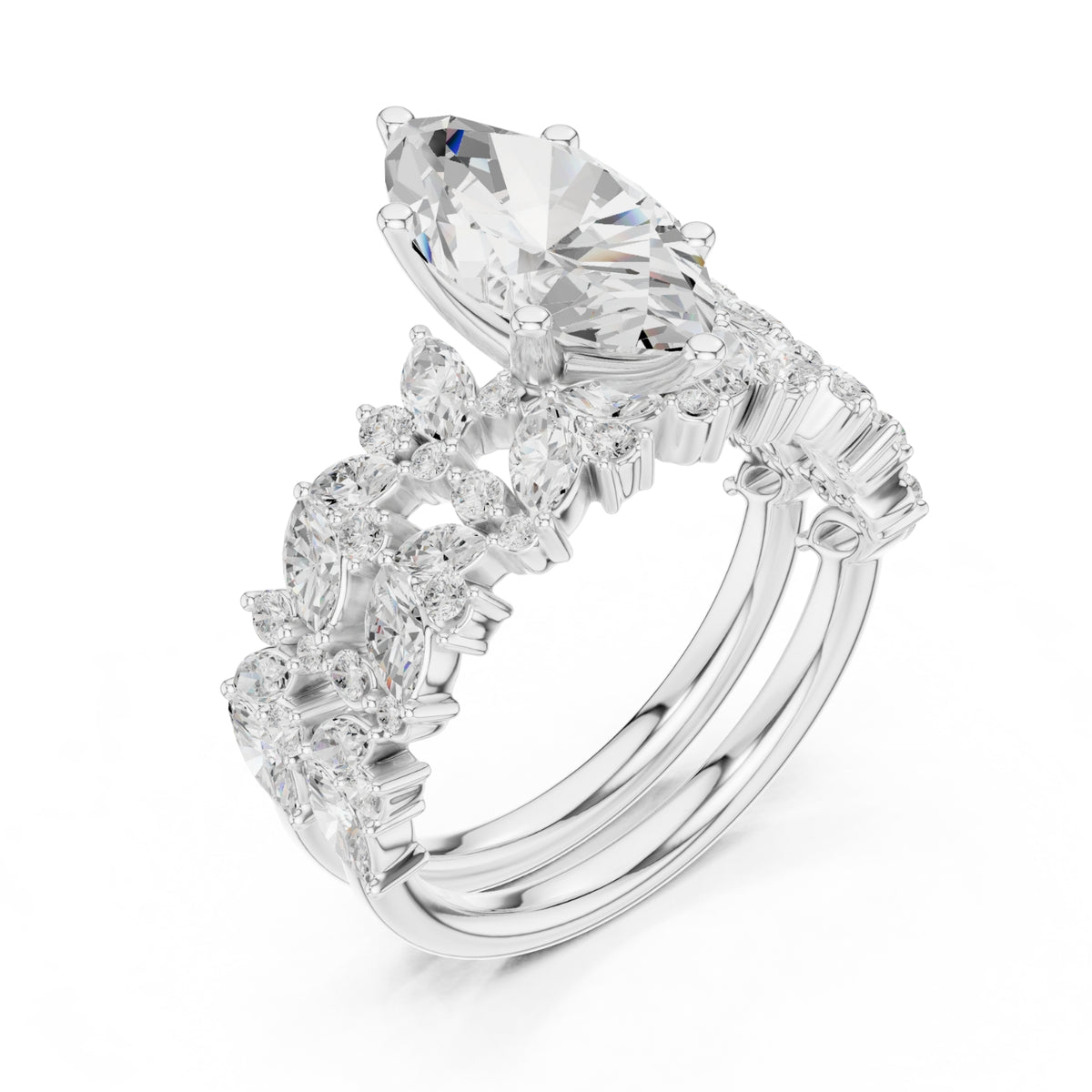 Floral & Round Diamond Cluster Ring – 3.70 CTW