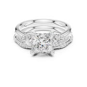 Elegant Diamond Bridal Set with Marquise & Round Accents – Vintage-Inspired Setting
