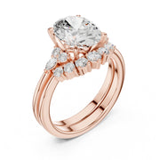 Diamond Bridal Set Ring with Marquise & Round Accent Diamonds