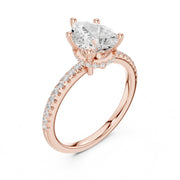 Diamond Engagement Ring with Hidden Halo & Pave Band