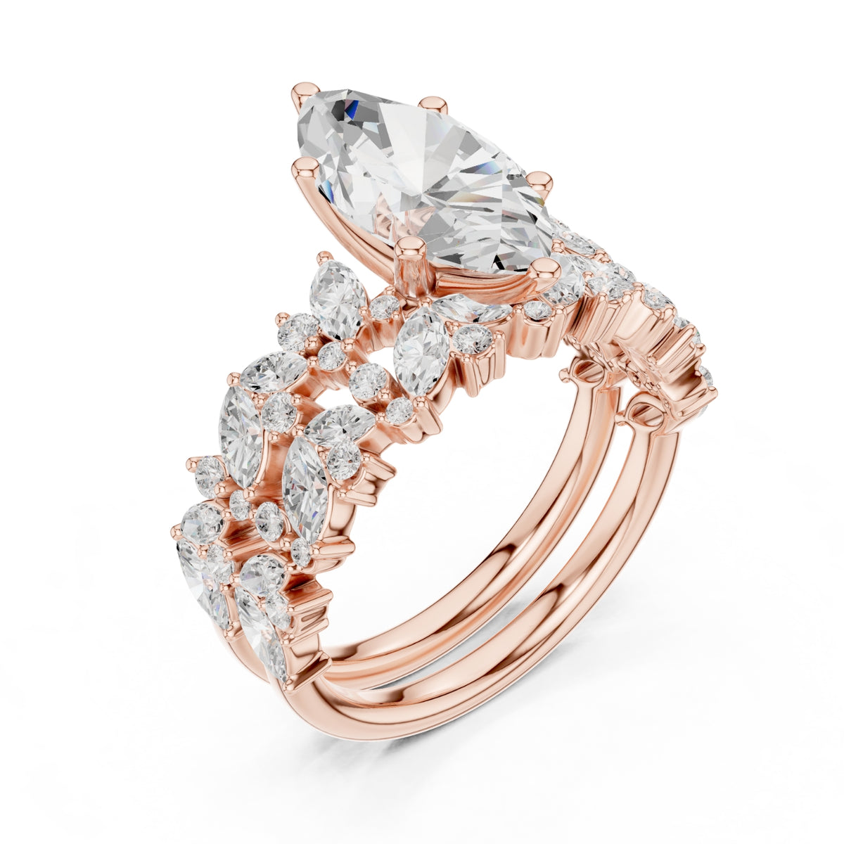 Floral & Round Diamond Cluster Ring – 3.70 CTW