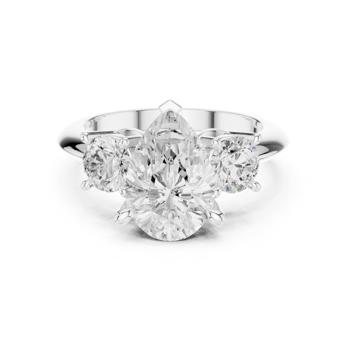 Three-Stone Diamond Engagement Ring | 2.5ct Center with Round Side Stones