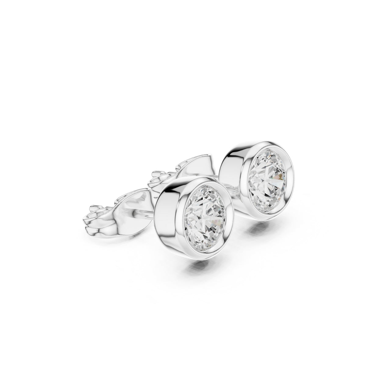 Elegant Bezel Diamond Stud Earrings