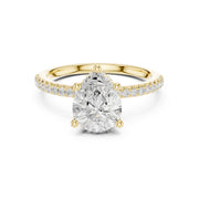 Diamond Engagement Ring with Hidden Halo & Pave Band