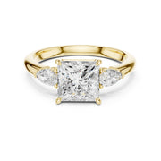 Three-Stone Engagement Ring with Pear Side Diamonds