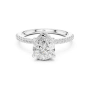 Diamond Engagement Ring with Hidden Halo & Pave Band