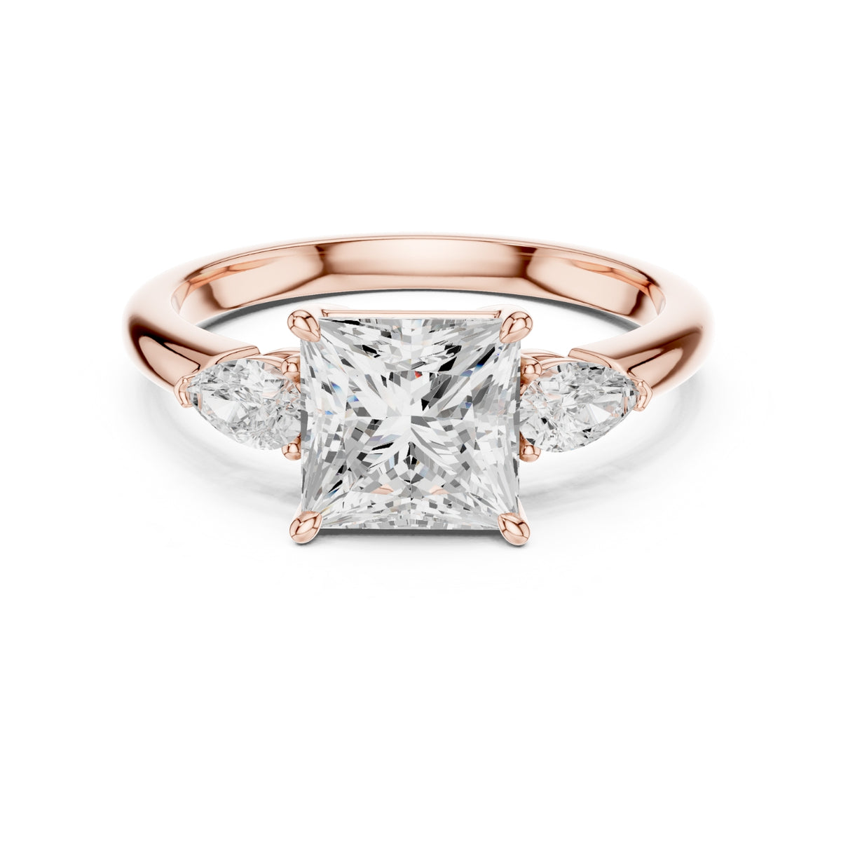 Three-Stone Engagement Ring with Pear Side Diamonds