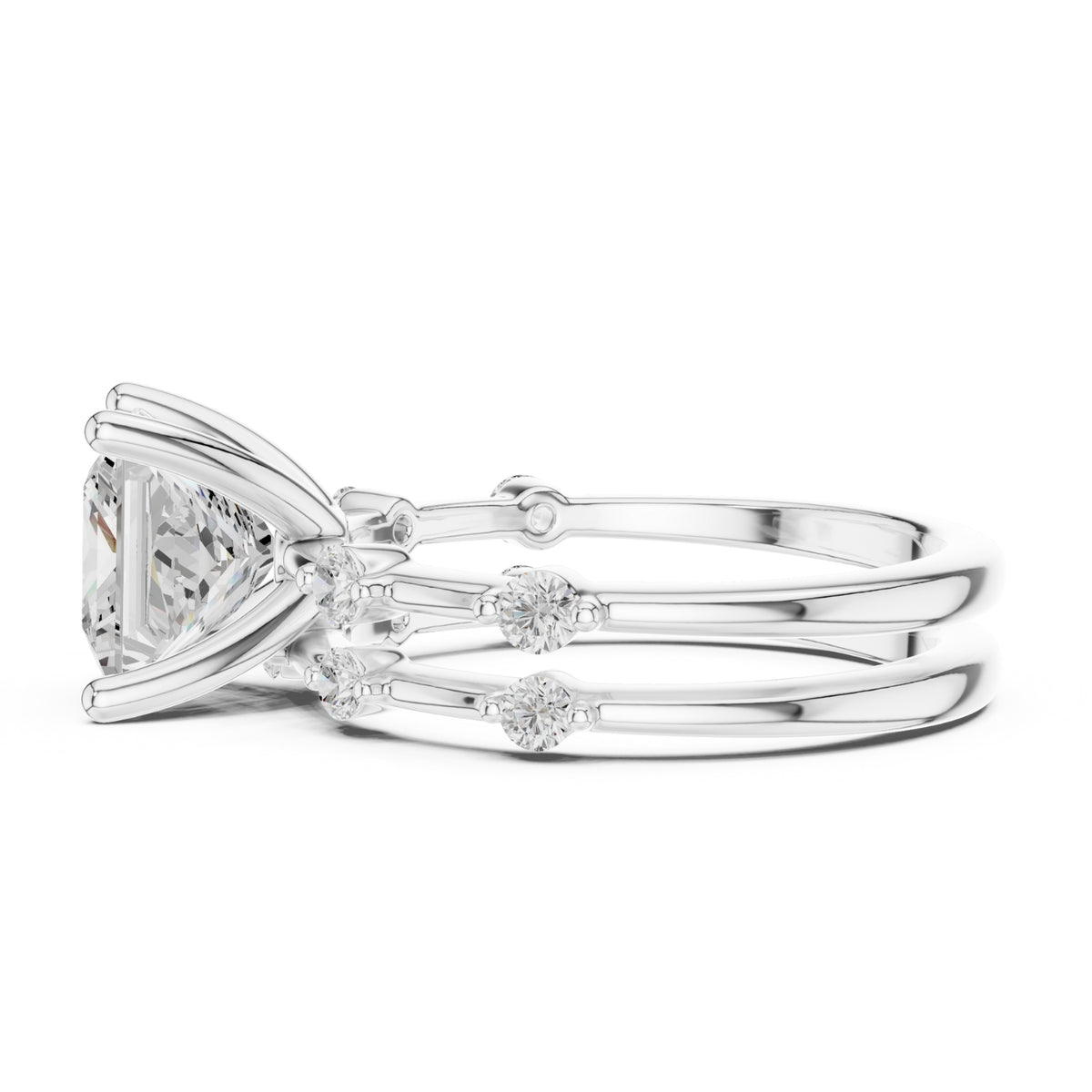 Diamond Bridal Set with Side Stones – 2.86 Carat