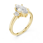 Three-Stone Diamond Engagement Rings | 1ct Center with Emerald Side Stones