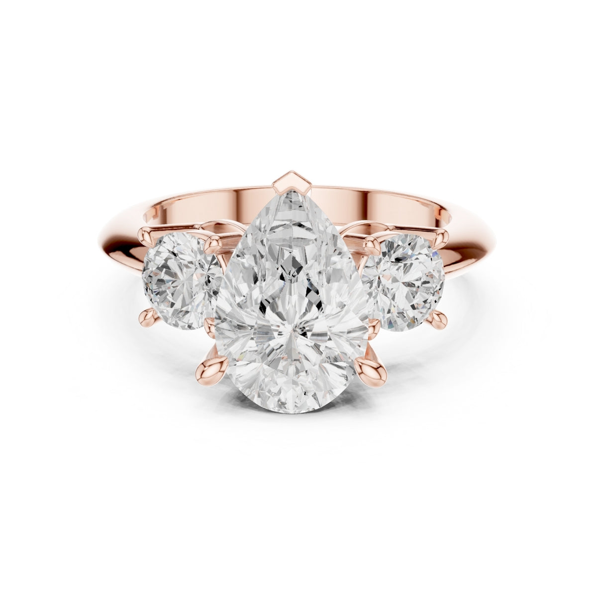 Three-Stone Diamond Engagement Ring | 2.5ct Center with Round Side Stones