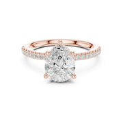 Diamond Engagement Ring with Hidden Halo & Pave Band