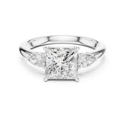 Three-Stone Engagement Ring with Pear Side Diamonds