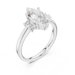 Three-Stone Diamond Engagement Rings | 1ct Center with Emerald Side Stones