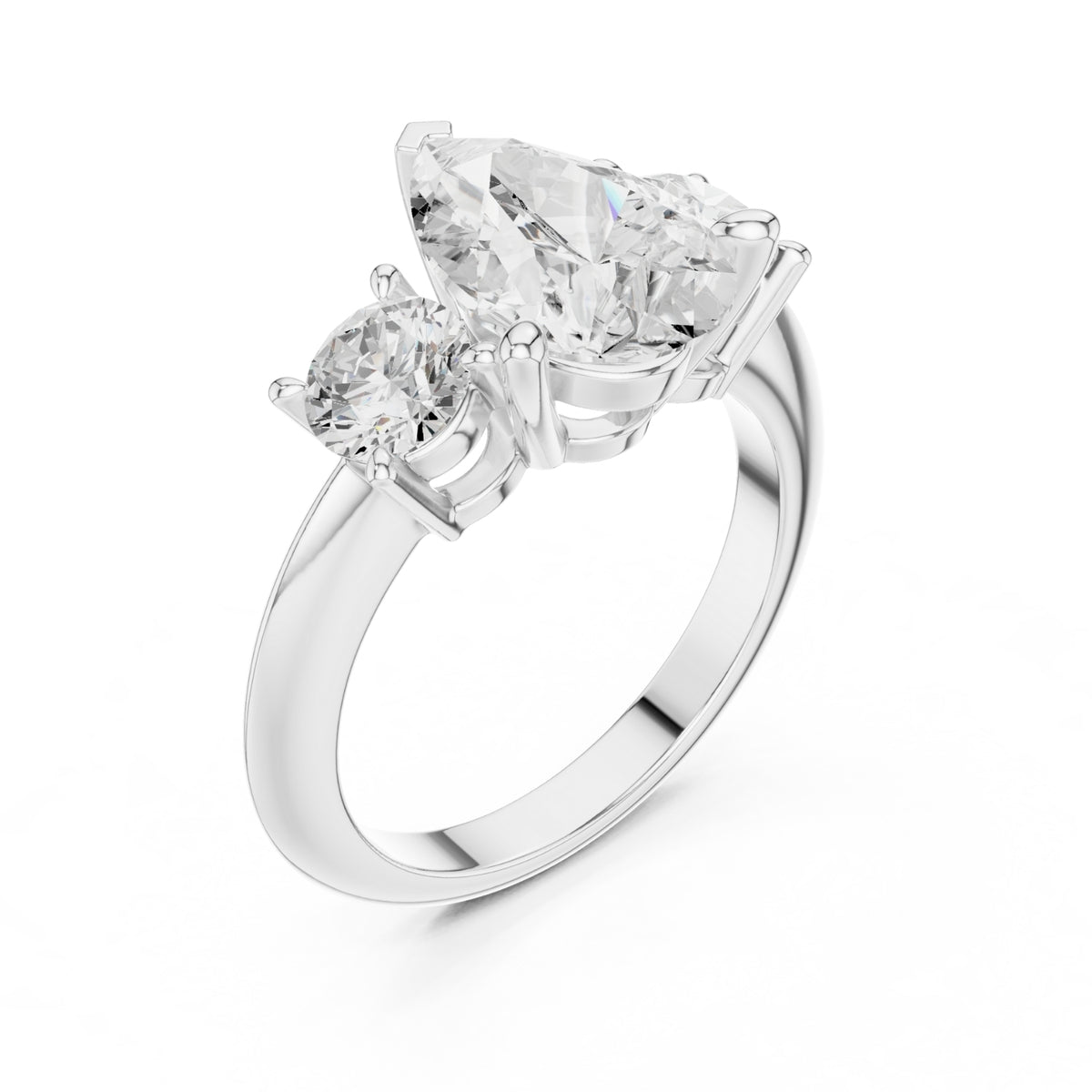 Three-Stone Diamond Engagement Ring | 2.5ct Center with Round Side Stones