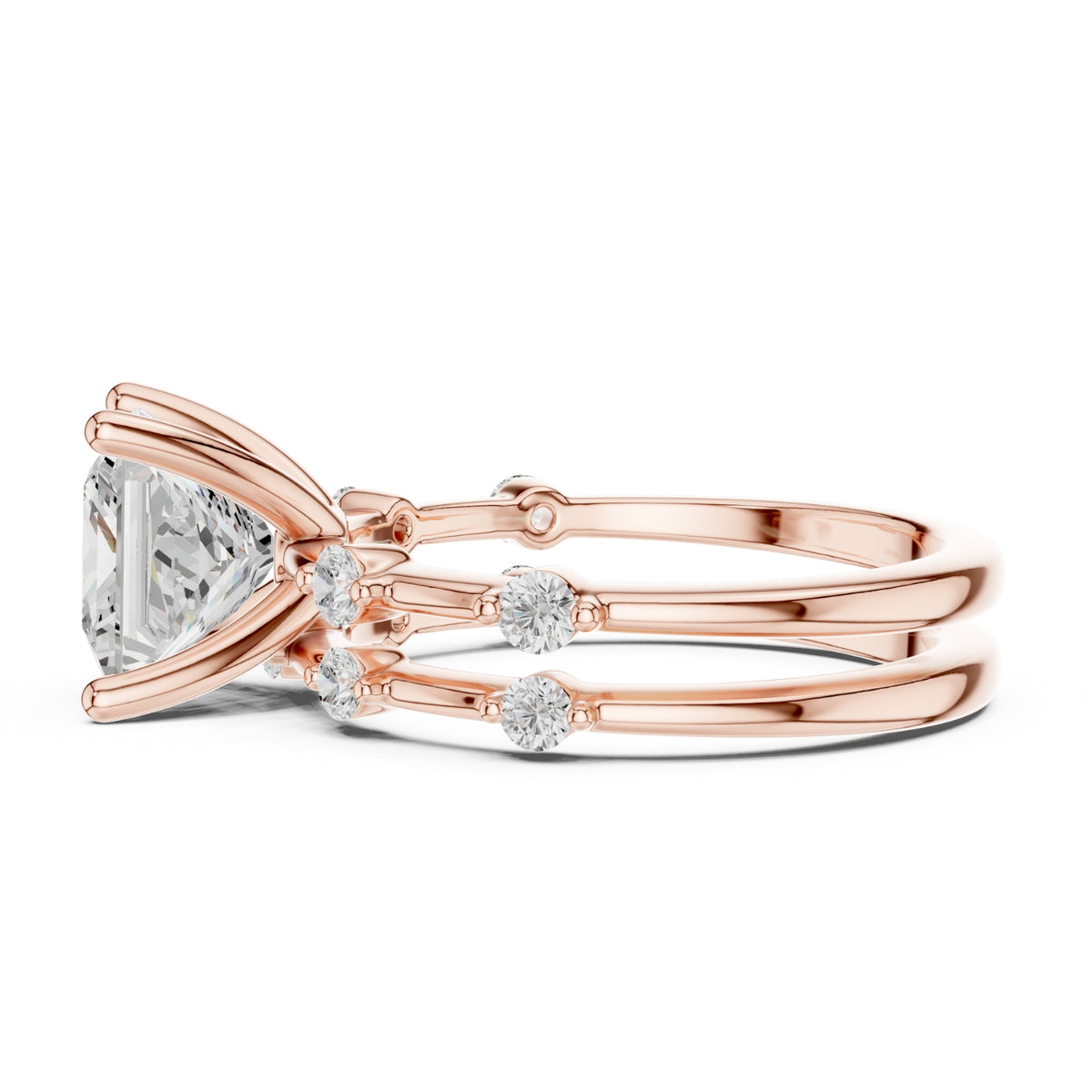 Diamond Bridal Set with Side Stones – 2.86 Carat