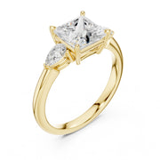 Three-Stone Engagement Ring with Pear Side Diamonds