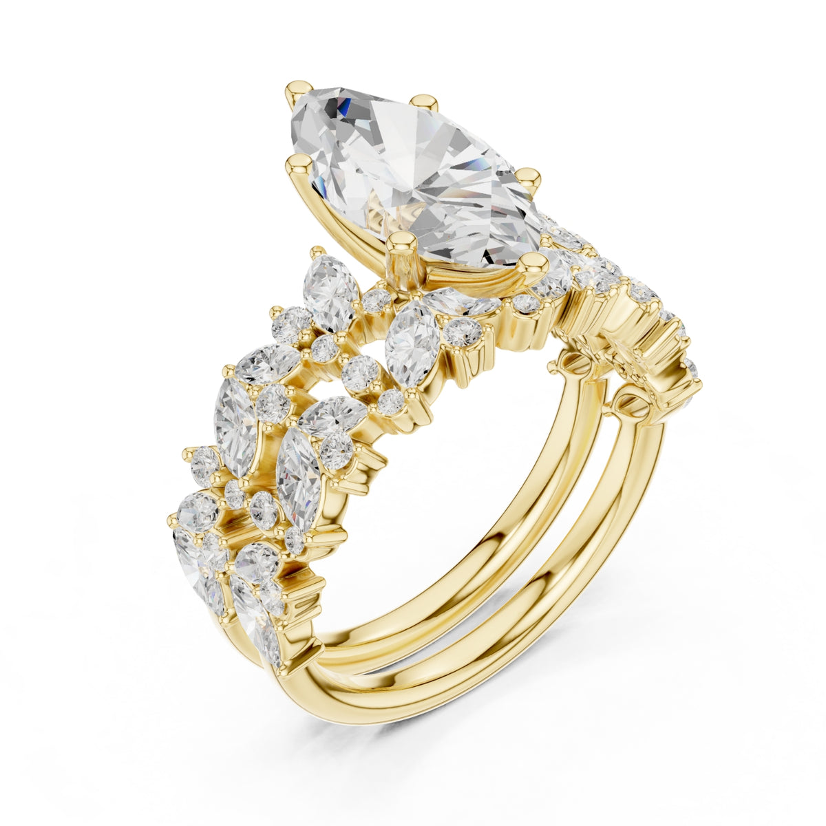 Floral & Round Diamond Cluster Ring – 3.70 CTW