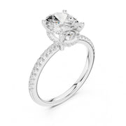 Diamond Engagement Ring with Hidden Halo & Pave Band