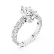 Vintage-Inspired Cut Diamond Engagement Ring with Milgrain & Pavé Detailing
