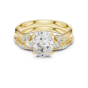 Elegant Diamond Bridal Set with Marquise & Round Accents – Vintage-Inspired Setting
