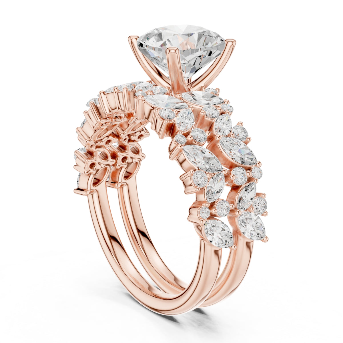 Floral & Round Diamond Cluster Ring – 3.70 CTW