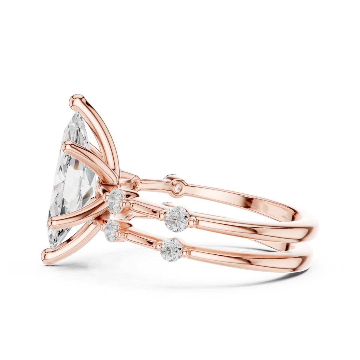 Diamond Bridal Set with Side Stones – 2.86 Carat