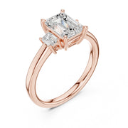 Three-Stone Diamond Engagement Rings | 1ct Center with Emerald Side Stones