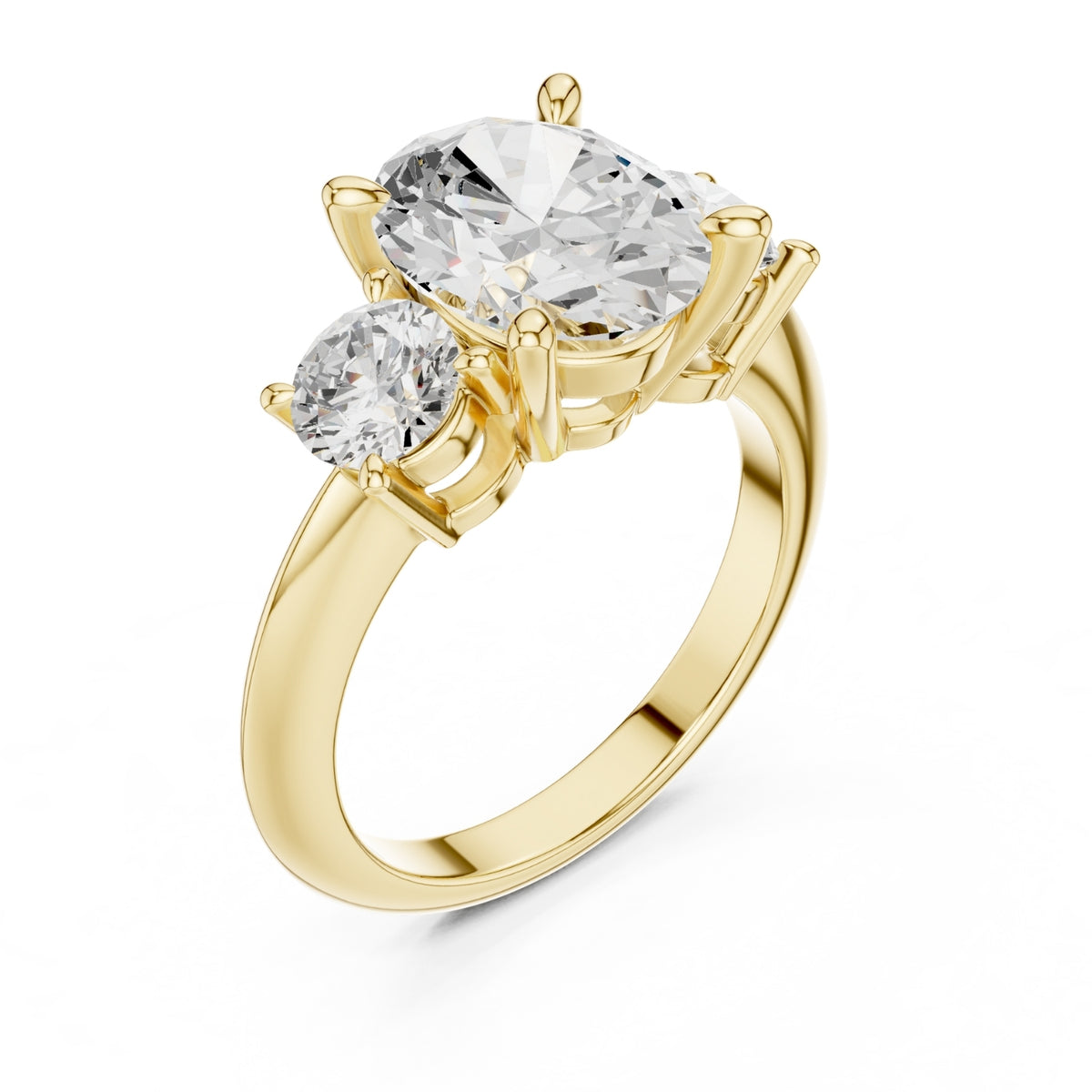 Three-Stone Diamond Engagement Ring | 2.5ct Center with Round Side Stones