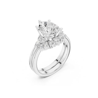 Diamond Bridal Set Ring with Marquise & Round Accent Diamonds