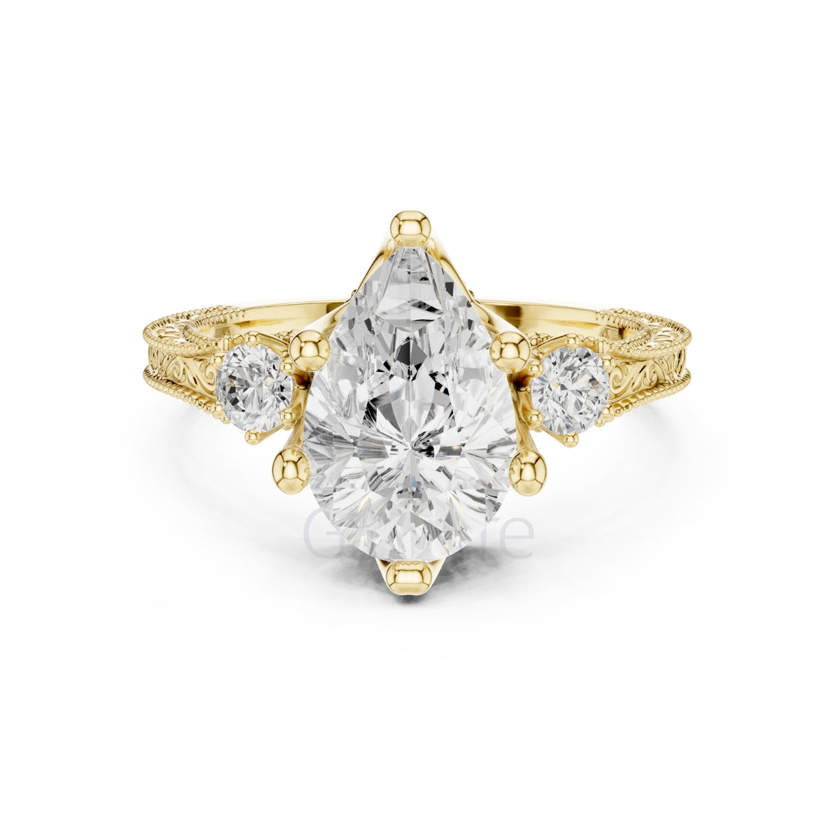 Pear Diamond Vintage Bridal Ring
