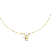 Diamond Floral Pendant Necklace with Marquise & Pear Cut Stones – Includes Chain